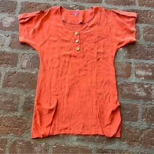 Bianca Coletti Size Small Orange Mini Dress Beach Cover Up Silk Tunic Resortwear